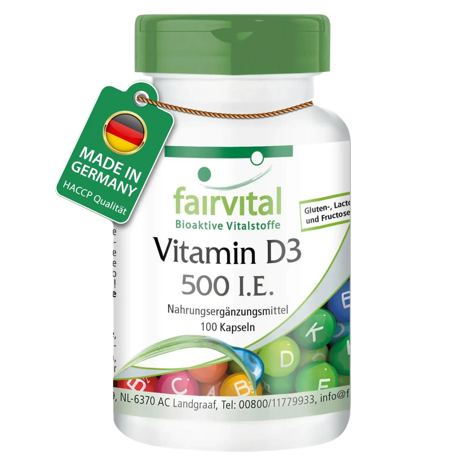 Vitamin D3 500 I.E. - 100 Kapseln - Schluckfreundlich - Für Immunsystem; Knochen; Muskelfunktion uvm. | Fairvital